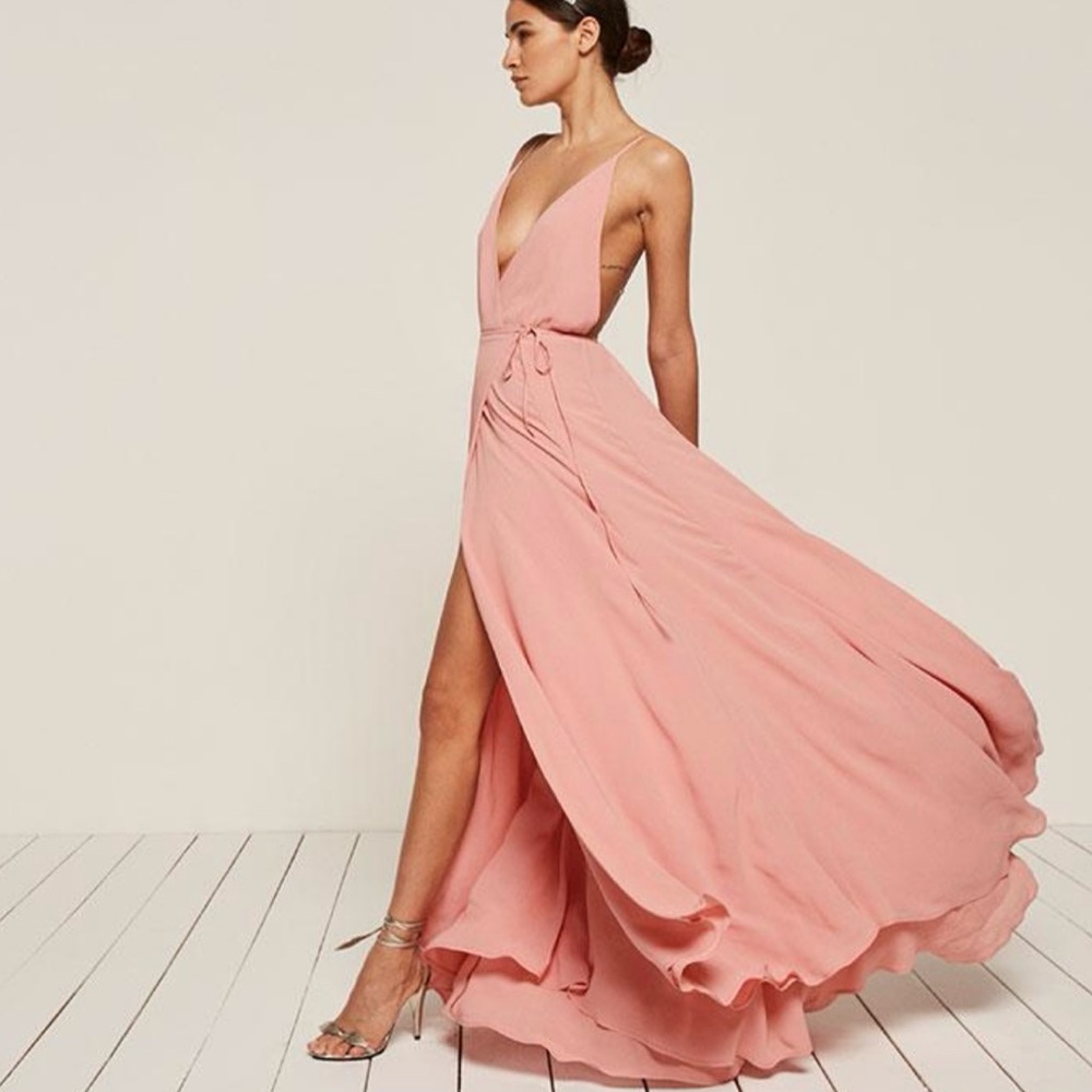 Reformation Callalily Wrap Maxi Dress in Blush NWT Size 6